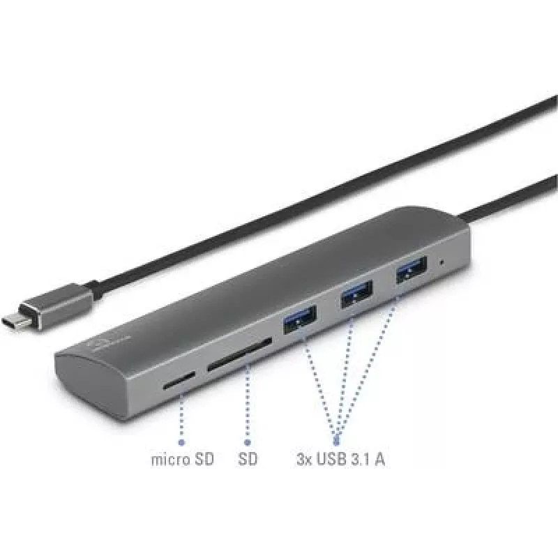 Renkforce RF-3374948 liidesejaotur USB 2.0 USB-C 5000 Mbit/s hõbedane (RF-3374948)