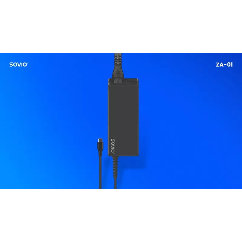 Sisene vahelduvvoolu laadija SAVIO ZA-01, 65 W USB-C PD 3.0, 100–240 V sisend, ühe pordiga, must