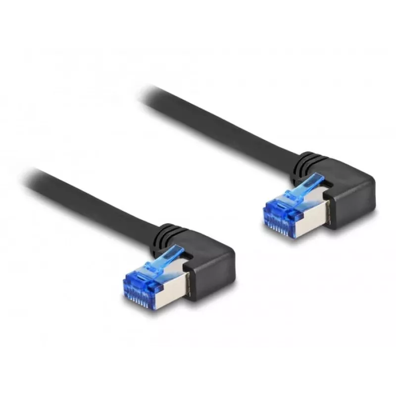 Võrgukaabel DeLOCK RJ45 Cat.6A S/FTP nurga all 1 m must