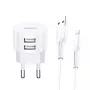 usams laadija T20 2x USB 2.1A koos Lightning-kaabliga — kaasaskantav USB seinaküülik