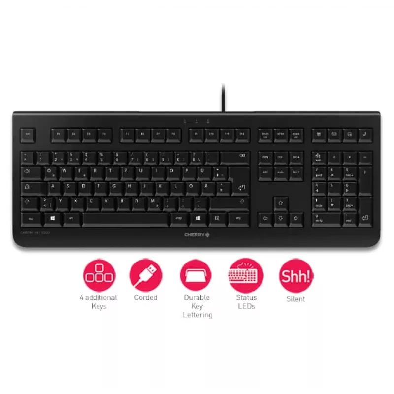 CHERRY KC 1000 klaviatuur Kodune USB Šveitsi must