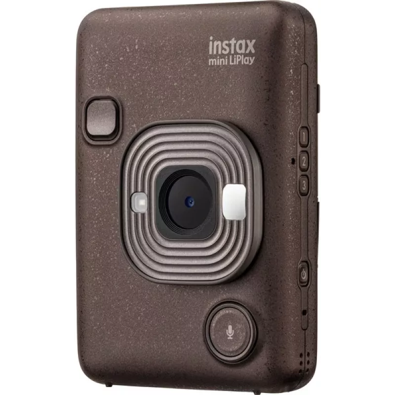 Hetke jäädvustav kaamera Fujifilm Instax mini LiPlay — 1/5 tolli 2560×1920 CMOS, prindib 86×54 mm, 2.7 tolli TFT, pronks