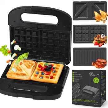 Extralink Smart Life Grill Sandwich & Waffle Maker SJ-37A | Grilliröster ja vahvliraud | 1000W, röster 3 vahetatava plaadiga
