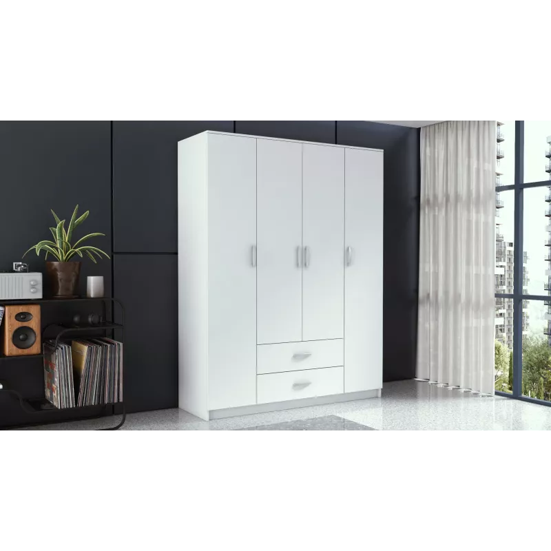 Topeshop ROMANA 160 BIEL KPLB bedroom wardrobe/closet 11 shelves 4 uks(s) valge