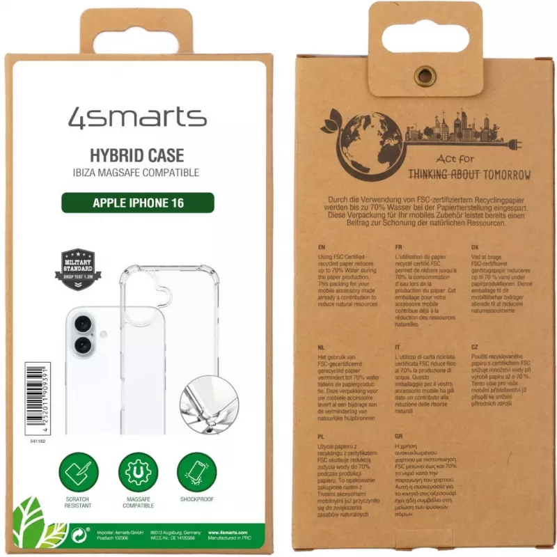 Korpus 4smarts iPhone 16 15.5 cm (6.1 tolli) läbipaistev