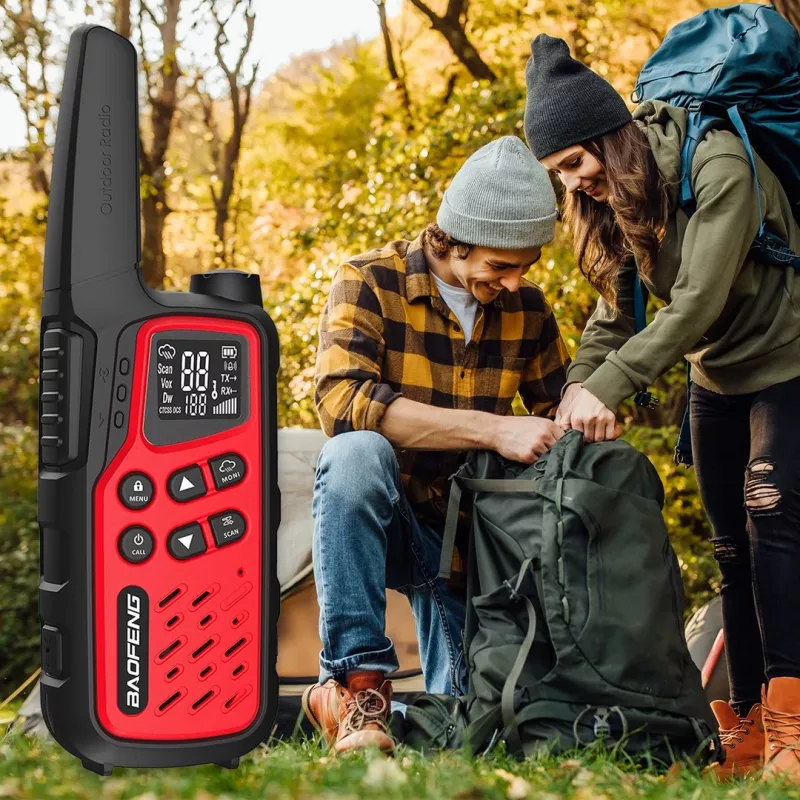 Kaasaskantav raadiosaatja Baofeng BF-T25E — 16 kanalit, 0,5 W, Li-Ion 1400 mAh, komplekt 2 tk (punane)