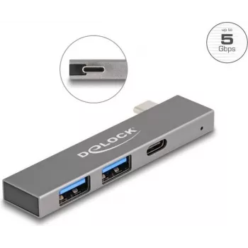 DeLOCK 3-pordiline õhuke USB-jaotur DeLOCK USB USB-C 5 Gbps 2 x Type-A