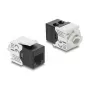 Keystone-moodul RJ45 LSA-le Cat.6 UTP, lukustusklambriga ja kaablisidemeteta — DELOCK 90794, lame must/valge, 16,1×30×19,4 mm