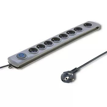 50168 Piksekaitse 8 pistikupesa CA 230 V 3 m hall - PIKSEKAITSED (8 PISTIKUPESA CA, TÜÜP F, 230 V, 50 HZ - Qoltec