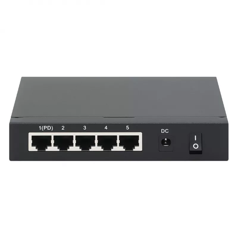 Gigabit 5xPoE läbiv lüliti, toide PoE või vahelduvvooluga, 68W