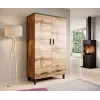 Cama meble LOTTA 2D2D riidekapp, 2 uksega, Wotan tamme raam, matt mustad esiküljed, 1100×550×1900 mm