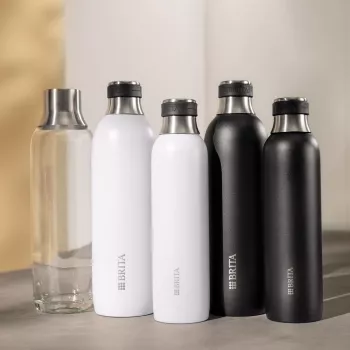 Gaseerimispudel BRITA 118426 – 1 L klaaspudel roostevabast terasest korgiga, 287 mm kõrgus, 2 tk pakendis