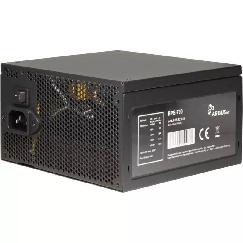 INTER-TECH ArgusNT BPS-700 toiteplokk 120mm ventilaator aktiivne PFC 6xSATA 4x PCI-E 6+2 2x 4+4pin 80+ Bronze 230V EL (88882179)