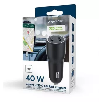 Gembird TA-UC-C2PD40-CAR-01 toiteadapter, must