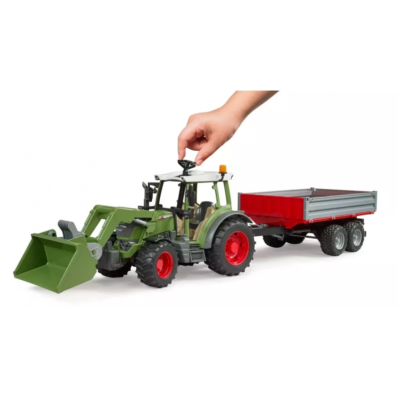 Mängutraktor BRUDER Fendt Vario 211 eeslaaduri ja külghaagisega