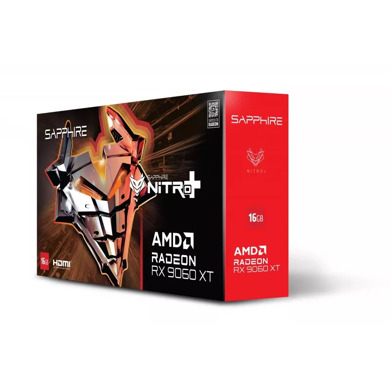 Videokaart Sapphire NITRO+ Radeon RX 9060 XT — 8 GB GDDR6, 128-bit, PCIe x16 5.0