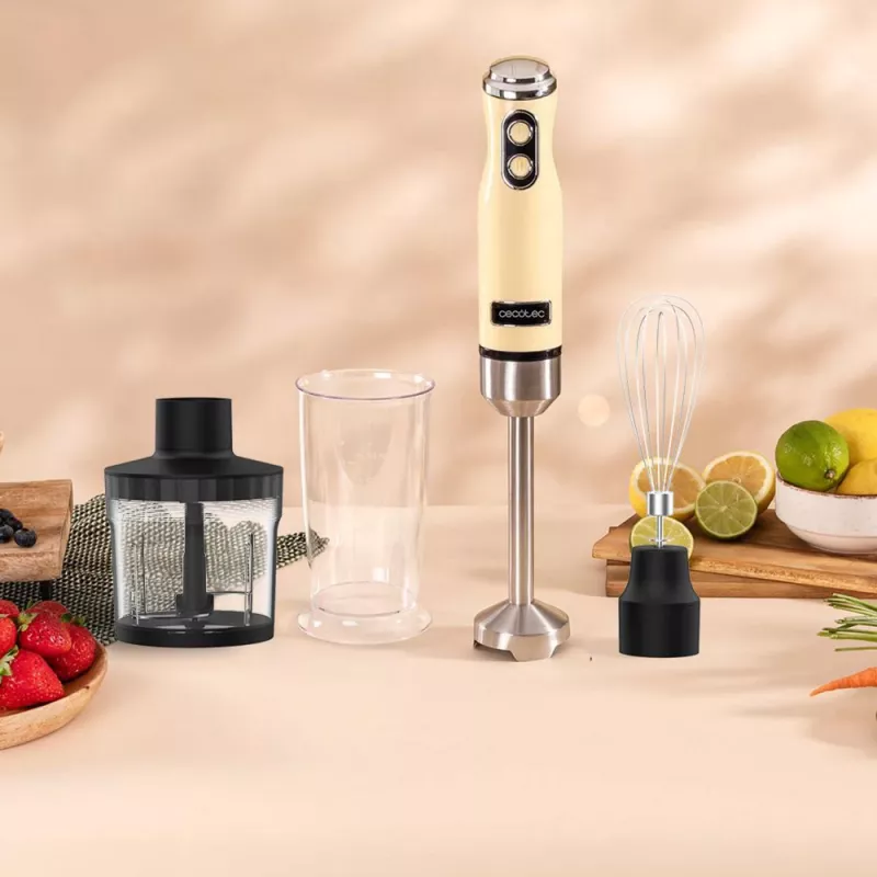 Käsimikser CECOTEC Power Mixer Retrokollane 1200MAX Cream&Crush, 1200 W, mitu kiirust, taignakonksud ja visplid