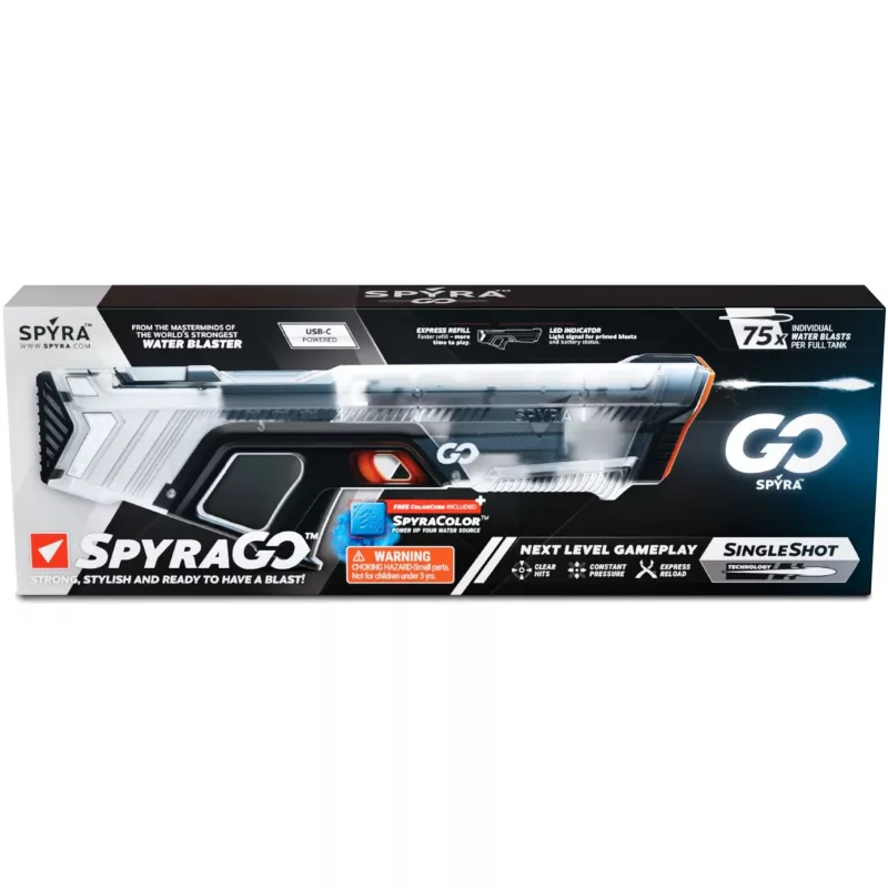 Veepüstol SpyraOne SpyraGO Clear Transparent — kompaktne laetav veeprits SPGO1T