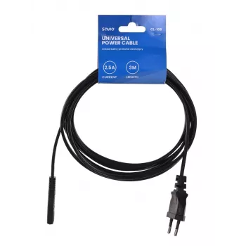 Savio - Toitekaabel 2-pin M 3m CL-105 Must - Kaabel (CL-105)