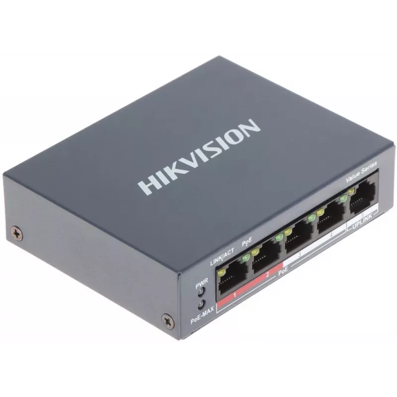Hikvision DS-3E0105P-E/M(B) võrgulüliti L2 Fast Ethernet (10/10) Power over Ethernet (PoE) Hall