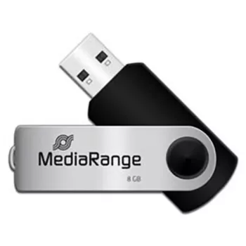 MediaRange MR908NTRL USB-mälupulk 8 GB USB Type-A 2.0 Must - Hõbedane (MR908NTRL)