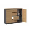 Kummut Topeshop 2D4S ANT/ART BA KPL — 4 sahtlit, antratsiit/tamm, 1200×400×970 mm, puitlaastplaat