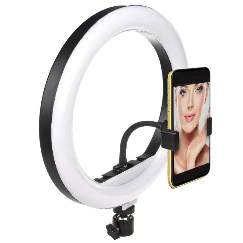Maclean MCE610 10 12W LED-ringsvalgus statiivi ja Bluetooth-päästikuga, 3 värvi, 10 heledustaset, 10%–100% reguleeritav heledus, 160 LED-i, nutitelefoni hoidikuga valgusti