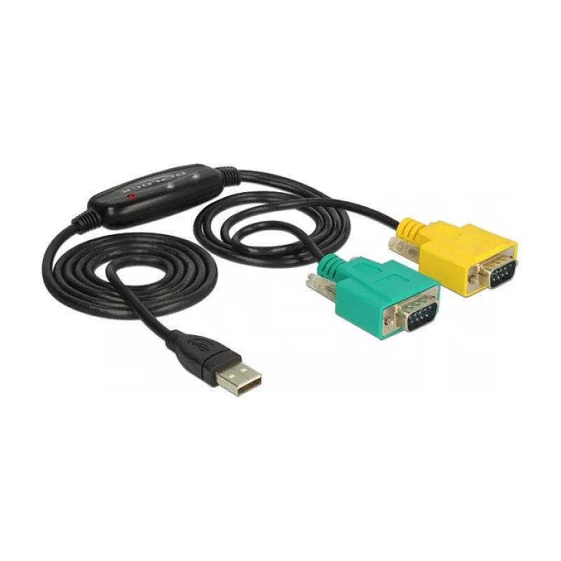 Jadaühenduskaabel DeLOCK 63466 USB Type-A DB-9 1,5 m must roheline kollane