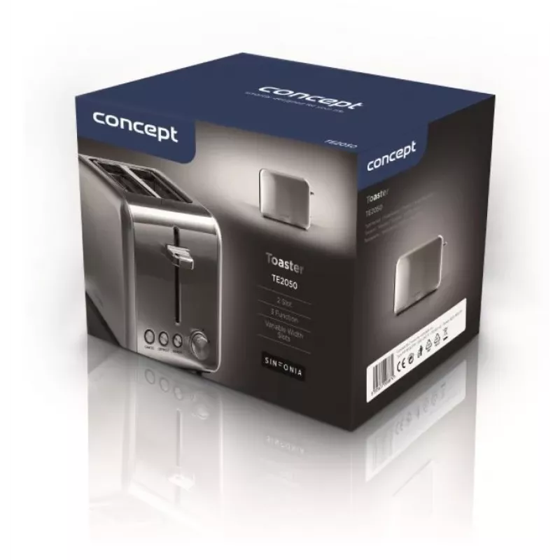 Röster Concept Solution TE2050 — 2-viiluline, 950 W, roostevaba teras, 280×160 mm