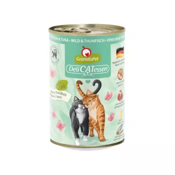 Märg kassitoit Fox4Pets Granatapet DeliCATessen Venison & Tuna 400 g, täisväärtuslik täiskasvanud kasside toit, 78% niiskust