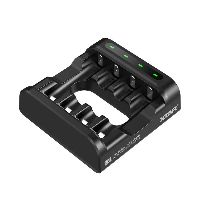 Akulaadija XTAR 4-pesaline AA/AAA (Li-ioon, NiMH) USB-C, LED-indikaatorid, must