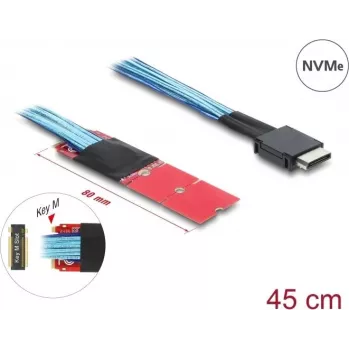 DELOCK 64360 konverter M.2 Key M → 1× OCuLink SFF-8611, 45 cm kaabel