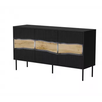 Kummut cama meble INSERTO 3D 143,5×40×80 cm must LED-valgustusega, puitlaastplaat, 16 mm raam