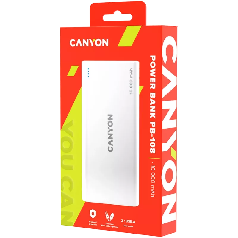 CANYON power bank PB-108 10000 mAh Valge