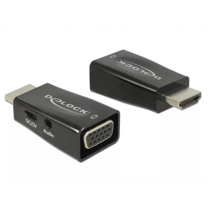 Adapter DeLOCK 65901 HDMI A - VGA ja 3,5 mm heli, must