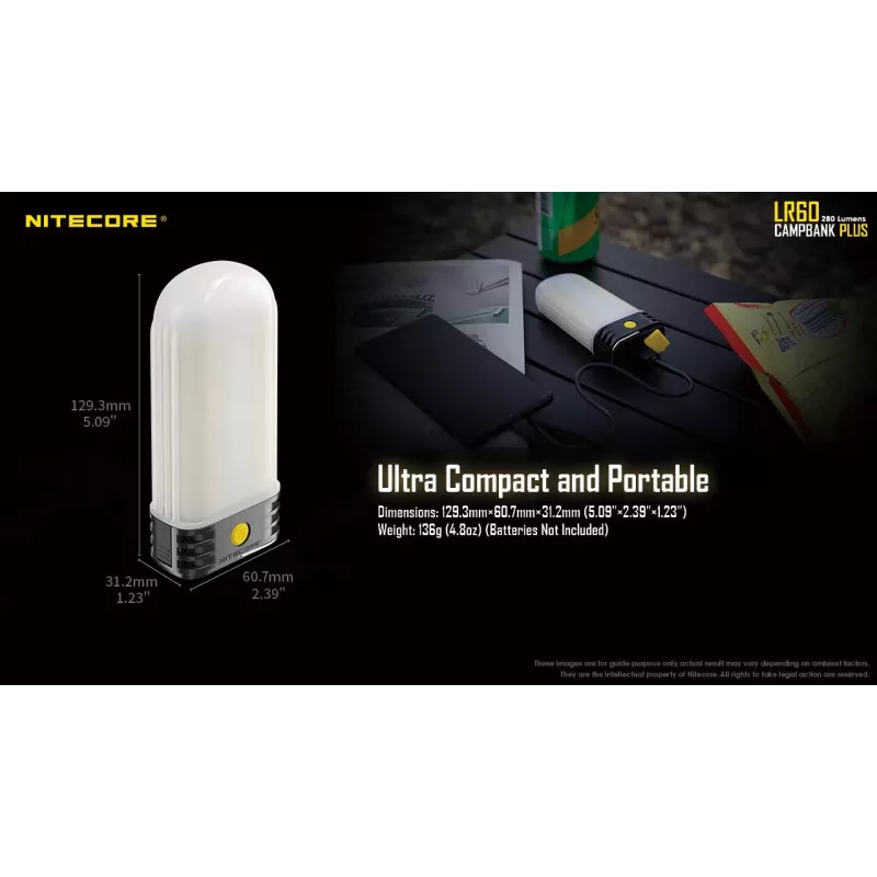 Akutoitel matkalatern Nitecore LR60 280 lm USB C