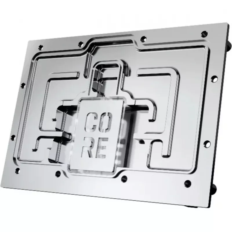 Alphacool Core RX 9070 XT Mercury läbipaistev kroom jahutusplokk tagumise plaadiga