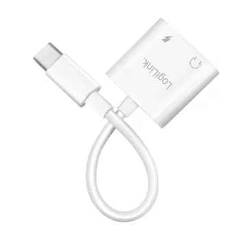 LogiLink USB-C heliadapter, USB-C/M kahele USB-C/F, 60 W PD, valge