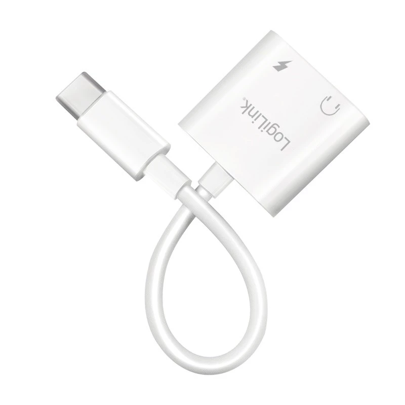 LogiLink USB-C heliadapter, USB-C/M kahele USB-C/F, 60 W PD, valge
