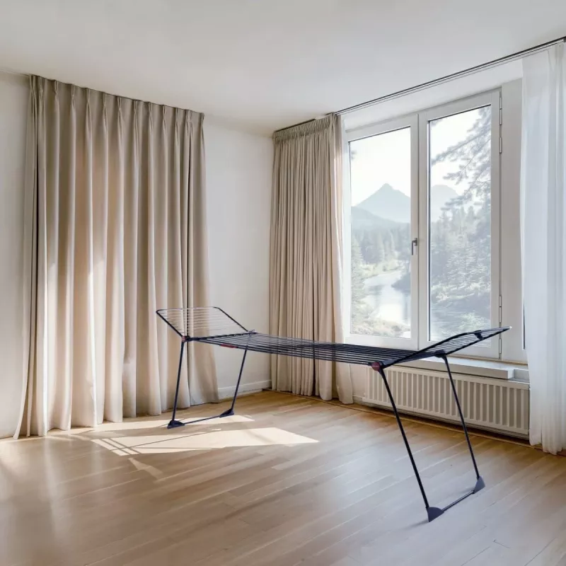 Pesukuivatusrest VILEDA Infinity Flex Ultimate Teleskoop — must, kaetud alumiinium, 30 m kuivatuspinda, kokkupandav, ratastega