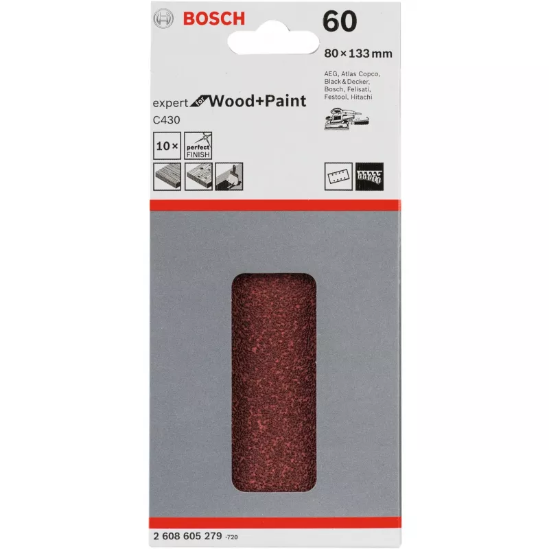 Lihvimisleht Bosch C430 Expert for Wood and Paint jäme tera P60 80x133mm