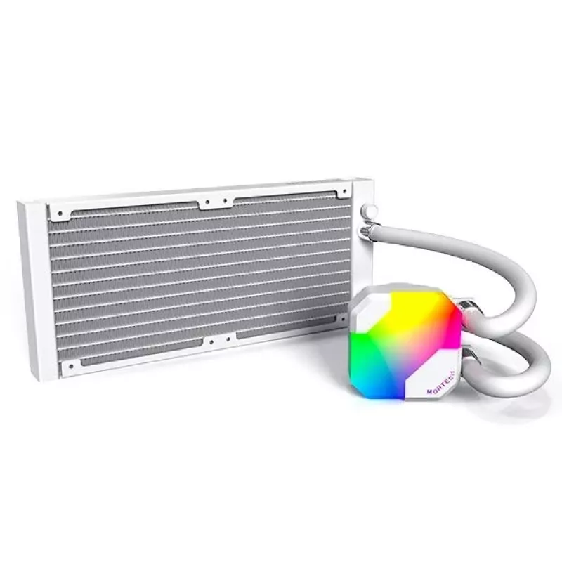 AIO vesijahutus Montech Hyper Flow ARGB 240 mm Valge — 240 mm radiaator, ARGB valgustus, valge viimistlus