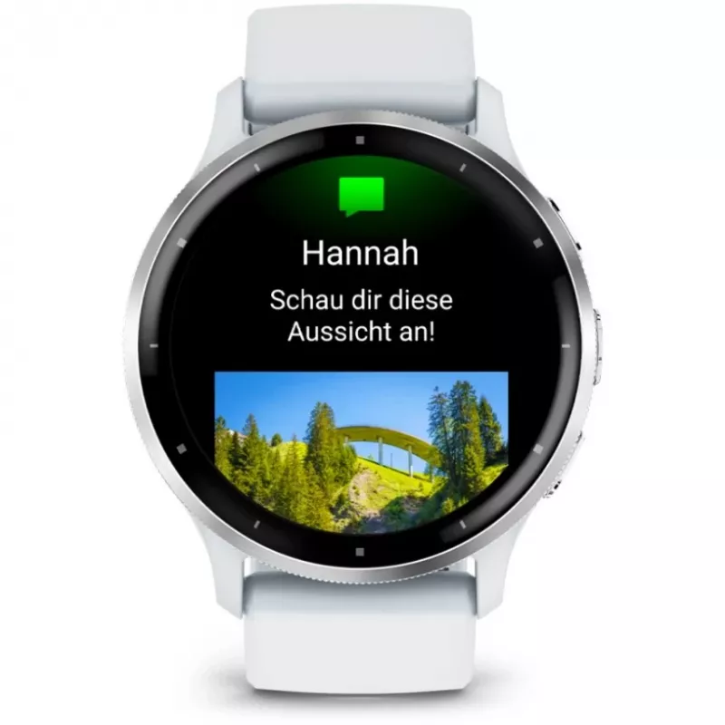Nutikell GARMIN Venu 3 — 1,4-tolline AMOLED, 45 mm korpus, GPS, Wi‑Fi, 8 GB, hõbedane/valge, silikoonrihm