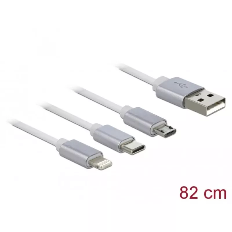 USB-kaabel DeLOCK 85850 0,98 m USB 2.0 USB A USB C/Micro-USB B/Lightning