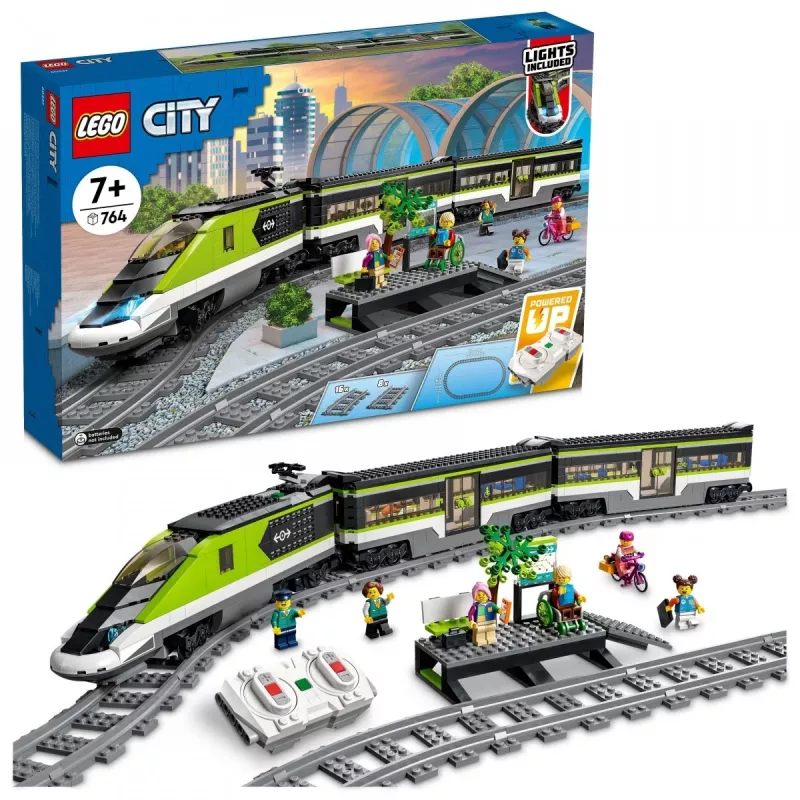 LEGO 60337 City Express reisirongi komplekt – kaugjuhitav mänguasi lastele, poistele ja tüdrukutele, töötavate esitulede, 2 vaguni ja 24 rööpatükiga