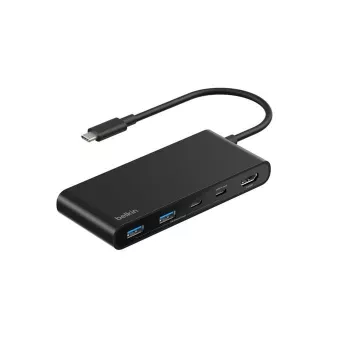 Belkin Connect, USB Type-C, HDMI, USB 2.0 Type-A, USB 3.2 Gen 1 (3.1 Gen 1) Type-C, MicroSD (TransFlash), SD, must, ümmargune kaabel, 0,2 m