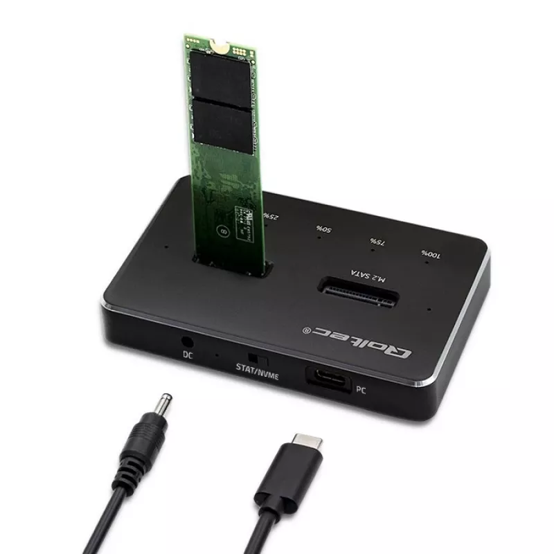 Qoltec 52274 M.2 SSD kettaseadme dokkimisjaam | NVMe | SATA | USB-C | DUAL 2 x 2TB
