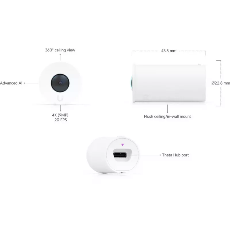 Ubiquiti UniFi AI Theta 360 objektiiv • 4K • 360° • UVC-AI-Theta-Lens-360