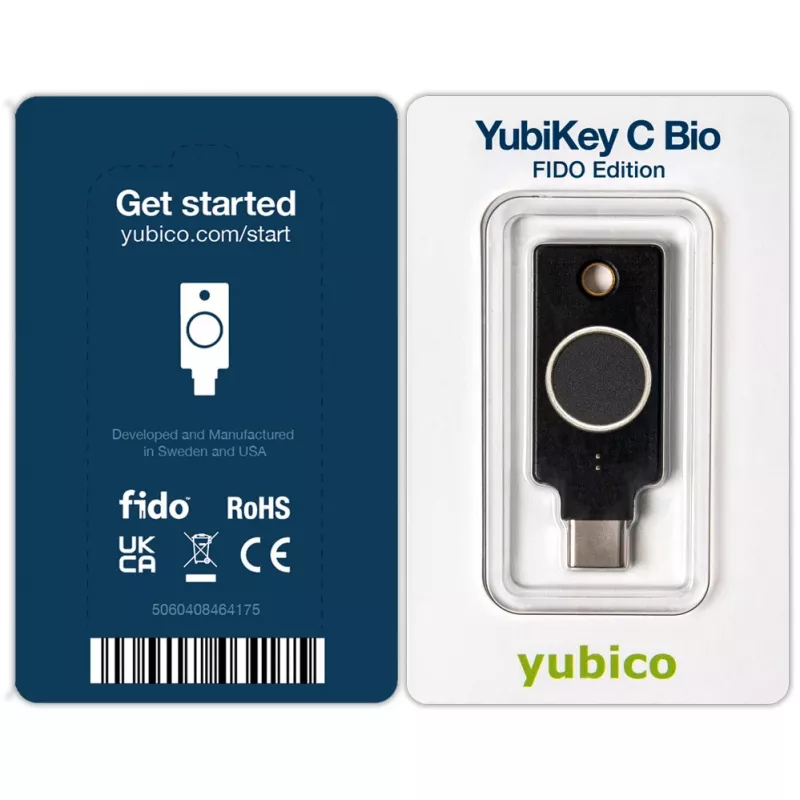 YubiKey C Bio FIDO Edition Yubico Must Paroolivaba Autentimine