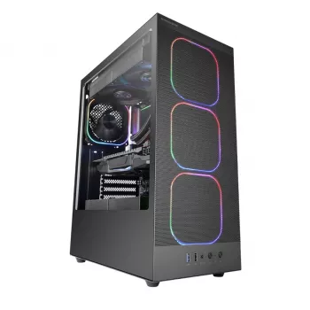 PC korpus TACENS MARS MC‑NEBULA Midi Tower karastatud klaasiga, neli 120mm aRGB ventilaatorit, toetab ATX, GPU kuni 30,2 cm